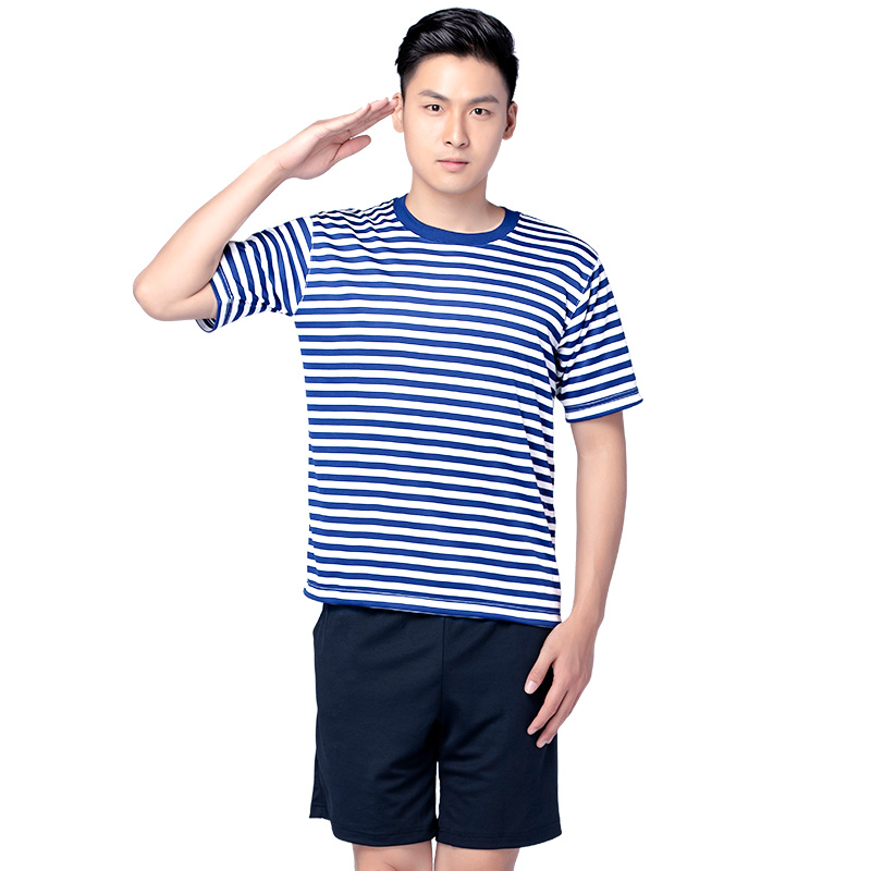 正品海魂衫男夏季海军体能训练服套装海洋作训服条纹短袖t恤