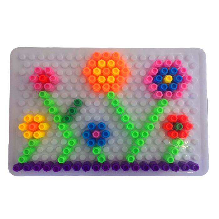 创意蘑菇钉组合拼插板 儿童益智玩具拼图宝宝智力 智慧魔盘