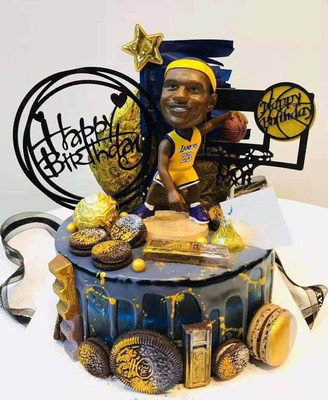 nba篮球主题摇头球星科比男士生日蛋糕宁波同城新鲜蛋糕