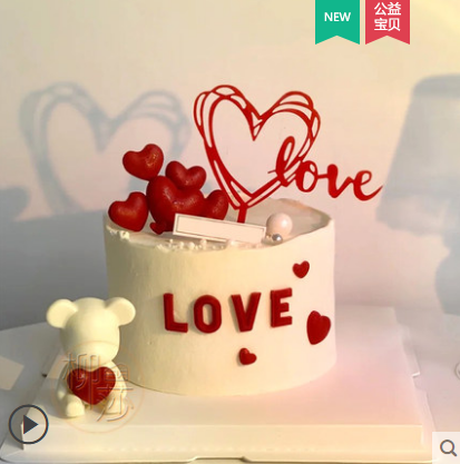 红色爱心纪念日生日蛋糕哈尔滨大连秦皇岛太原郑州市同城新鲜生日蛋糕