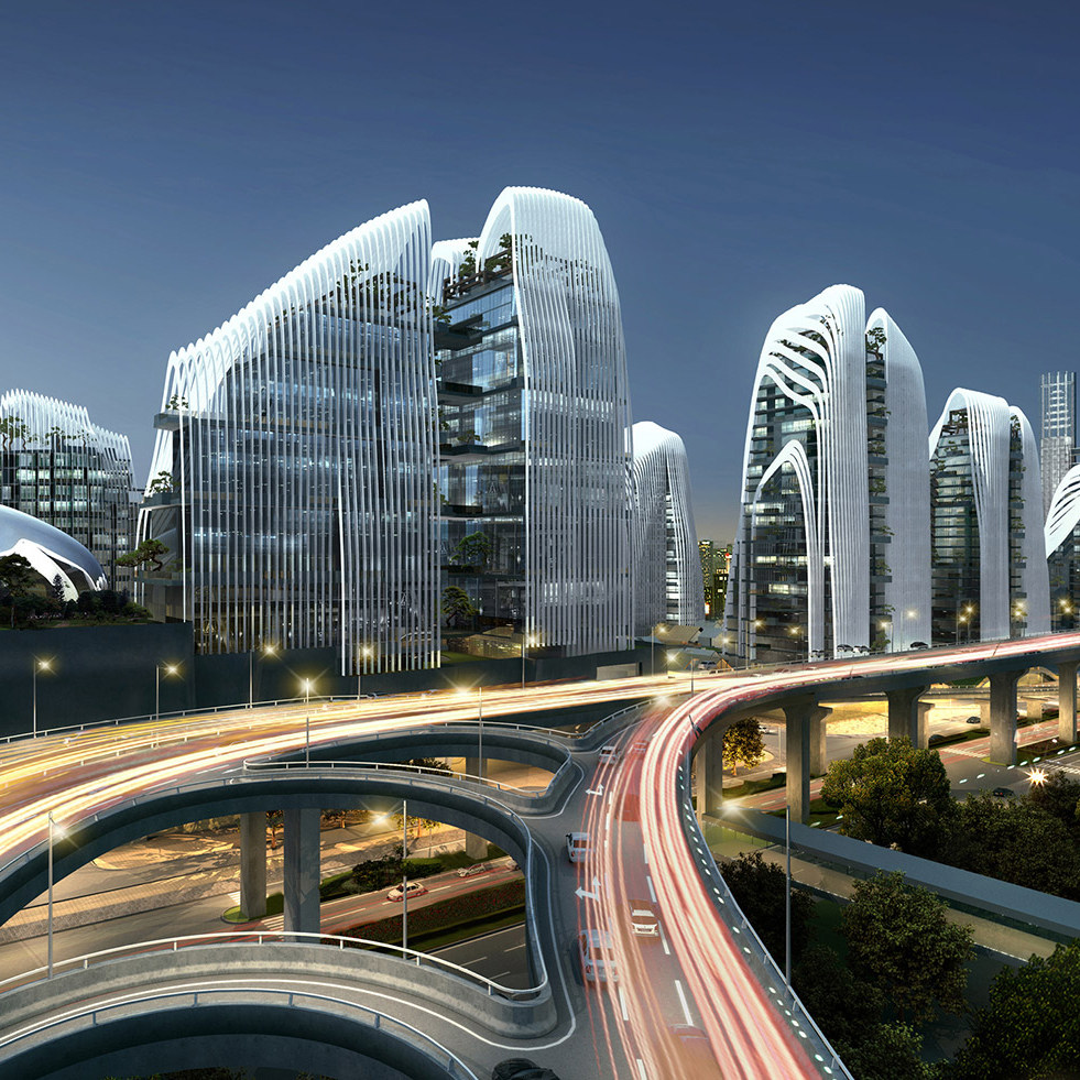 望京soho类型建筑群办公楼写字楼酒店曲线线条表皮草图大师su模型