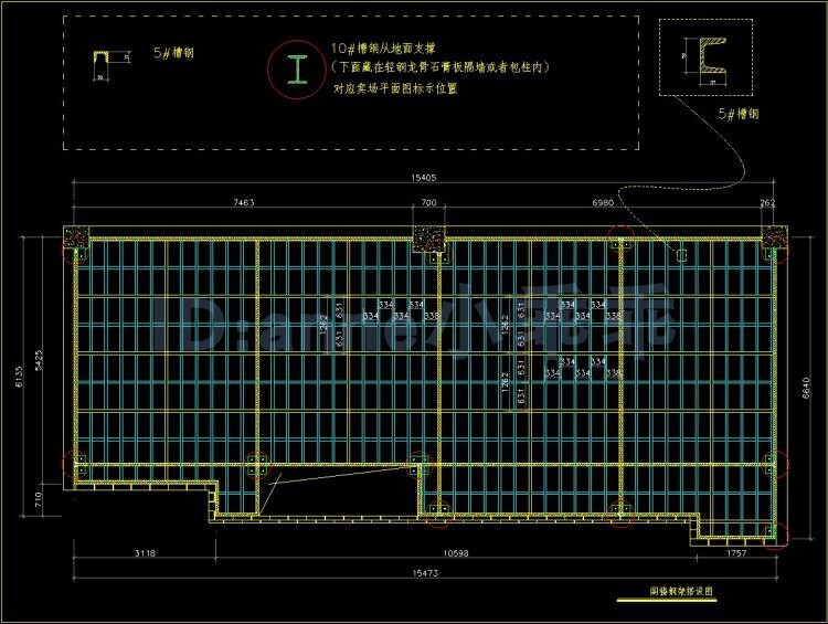 loft公寓家装样板房室内钢结构阁楼cad施工图钢架设计素材