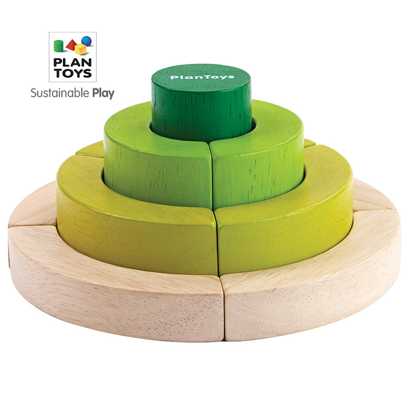 泰国进口plantoys弧形积木5382实木彩色拼图大块塑料积木