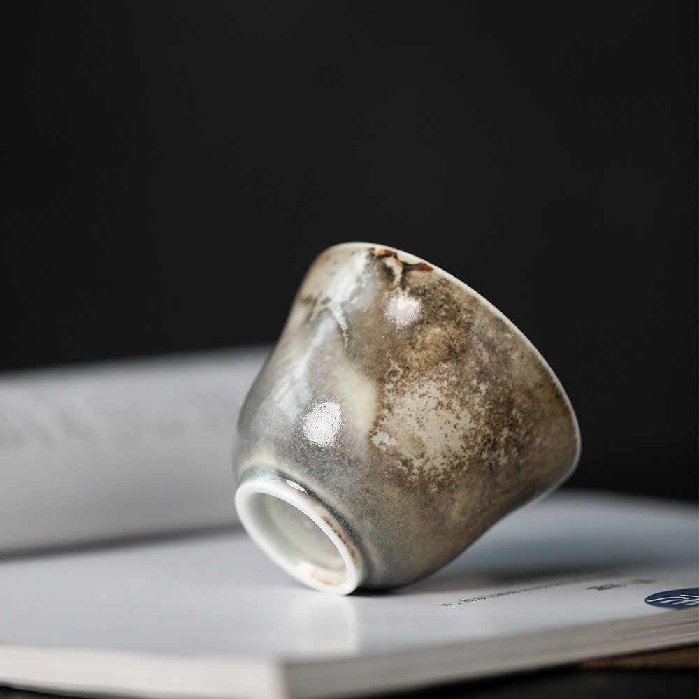 苏打烧薄胎釉窑变结晶釉柴色茶杯主人品茗杯单杯茶杯