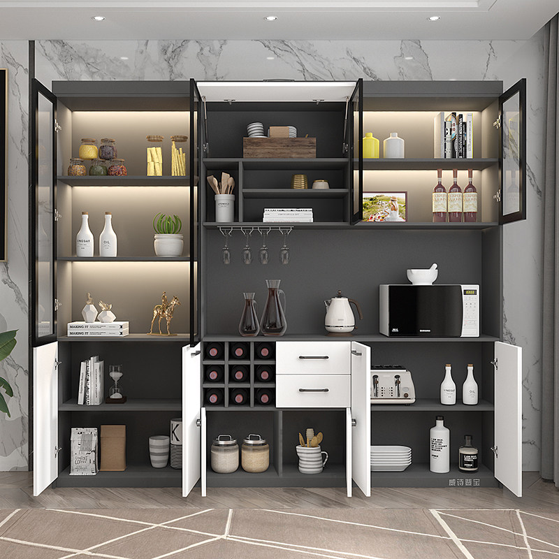 餐厅酒柜靠墙餐边柜一体现代简约轻奢客厅高档玻璃餐边柜