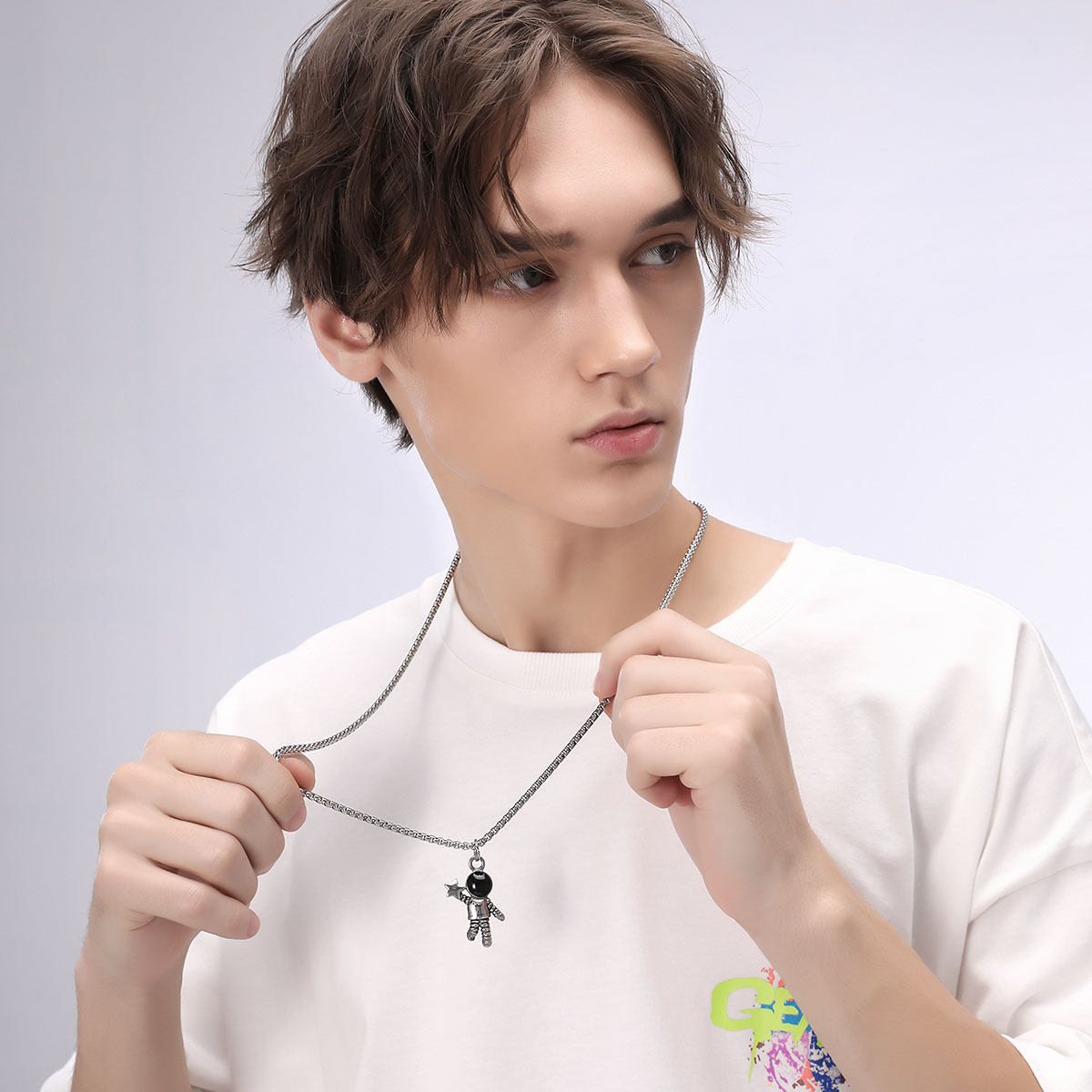 genanx闪电潮牌太空人情侣项链xxoff宇航员摘星人挂项链
