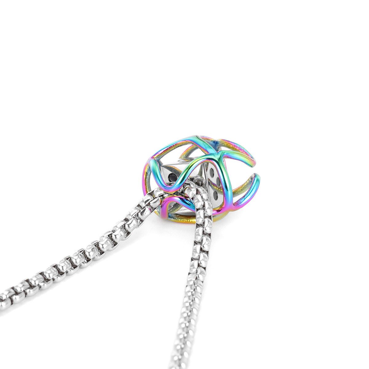 genanx闪电潮牌情侣项链镂空刻字骰子吊坠钛钢项链