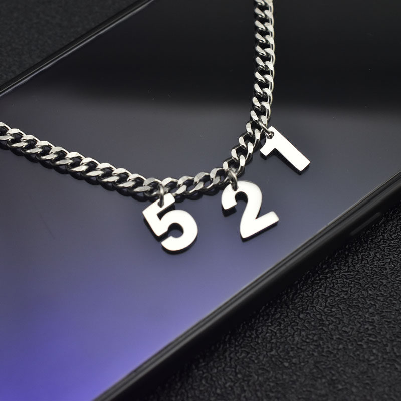 钛钢数字1314项链女简约情侣数字521项链轻奢小众项链女ins嘻哈