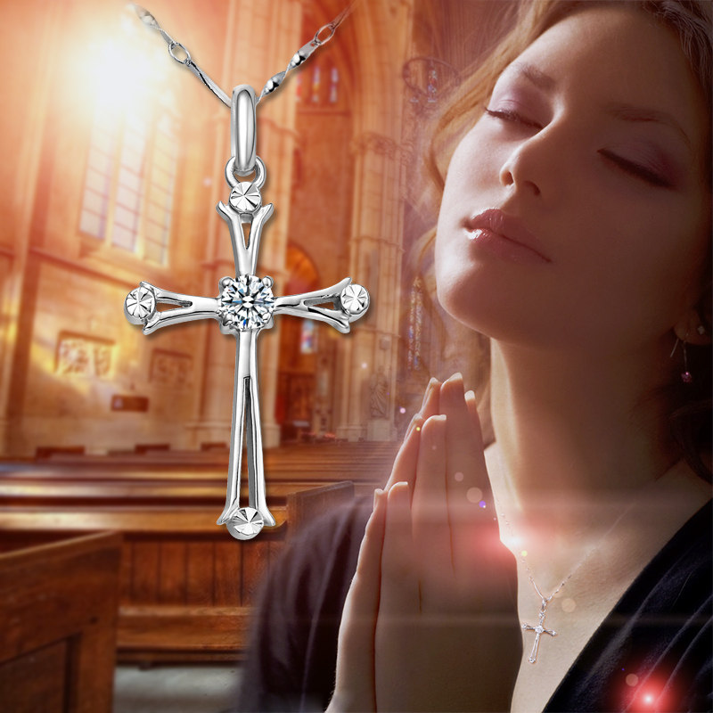 主爱十字架项链女款项坠吊坠耶稣以马内利锁骨项链