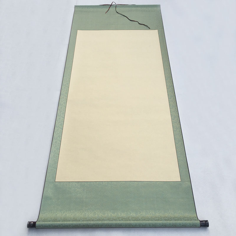 宣纸书法空白画轴 四尺仿古色黄色佛教黄挂轴 签到卷轴 全绫精裱