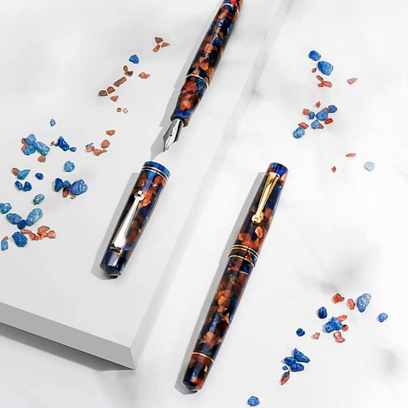 意大利leonardo莱昂纳momentozero璐珞手工树脂钢笔红蓝钢笔