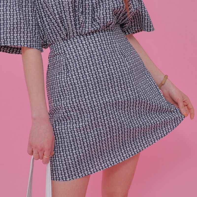 韩国stylenanda官方正品拉链纯棉印花迷你裙半身裙