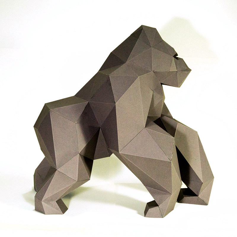 立体大猩猩金刚几何折纸3d模型雕刻构成diy其他类型纸模
