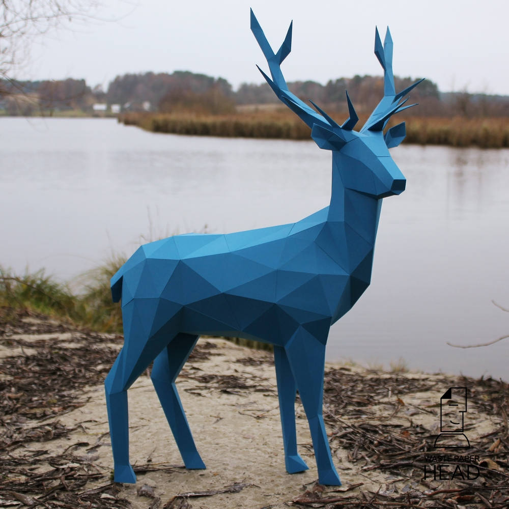 立体公鹿小鹿几何折纸3d模型雕刻构成diy其他类型纸模