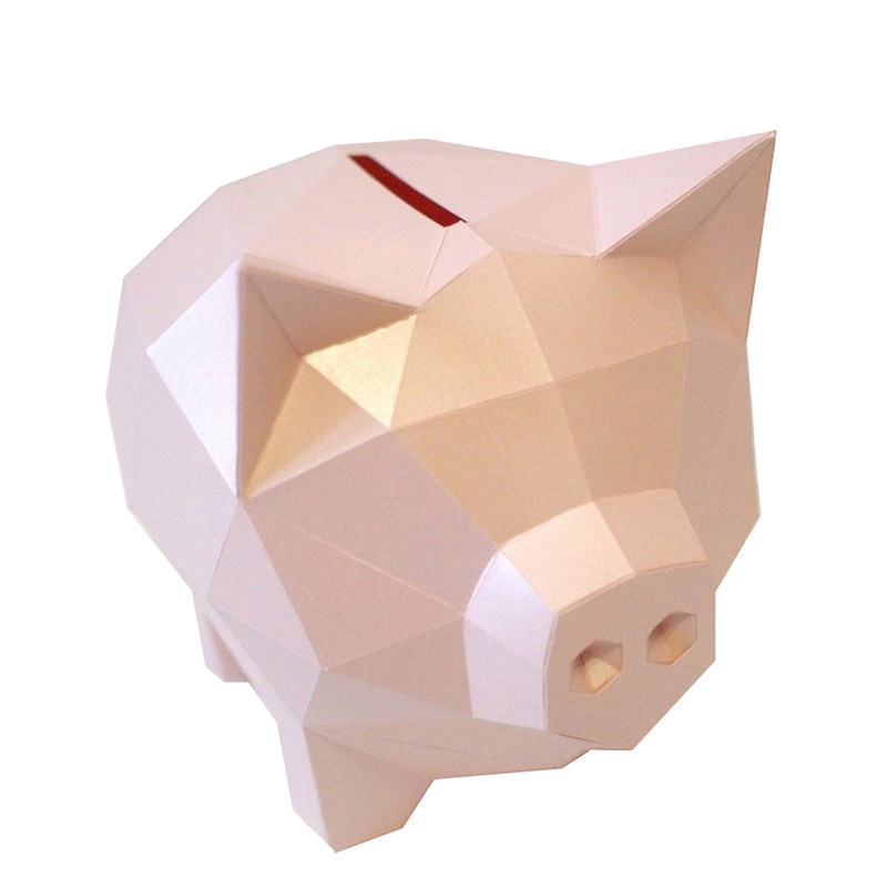 立体小猪存钱几何折纸3d模型雕刻构成diy其他类型纸模