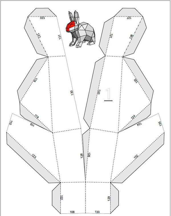 立体兔子几何折纸3d模型雕刻构成diy手工其他类型纸模