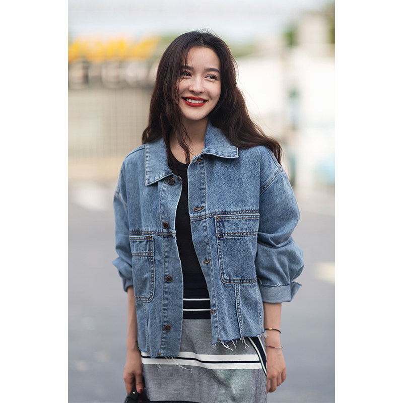 时髦大象长颈鹿秋季新品好穿设计牛仔外套108111短外套