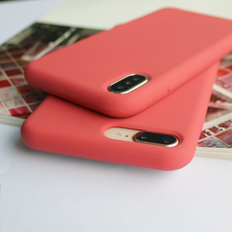 山茶红手机壳苹果7plus液态硅胶适用iphonexsmax防摔手机保护套