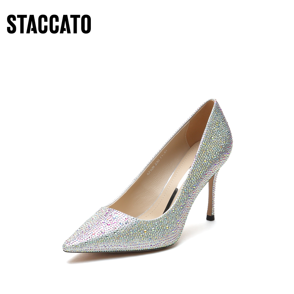 女鞋思加图2021春季新款仙女通勤单鞋婚鞋细高跟鞋单鞋