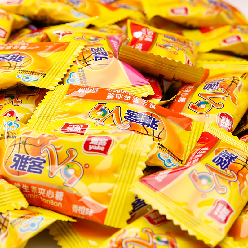 雅客v9夹心糖硬糖办公室休闲零食多口味维生素糖水果糖258g