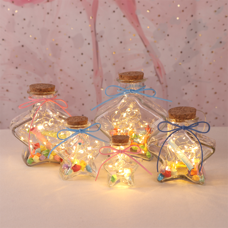 led五角星夜光许愿瓶幸运星玻璃发光星星折纸纸管幸运星