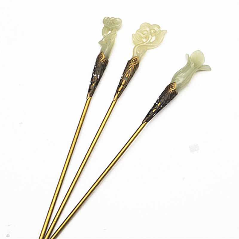 头饰和田玉青白玉如意发簪镶嵌玉兰花古风玉簪其他