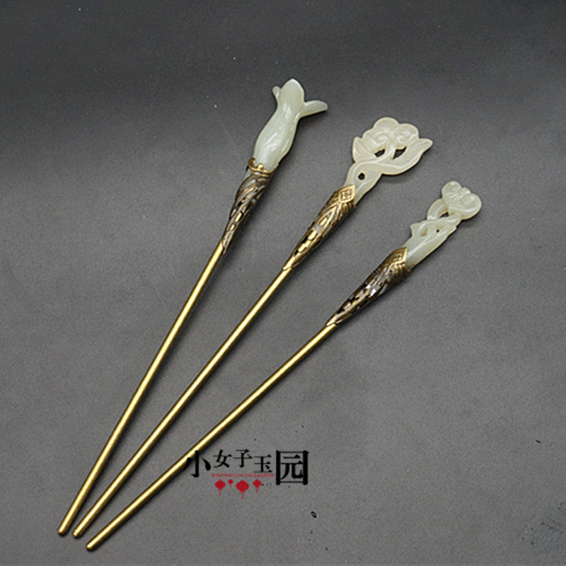 头饰和田玉青白玉如意发簪镶嵌玉兰花古风玉簪其他