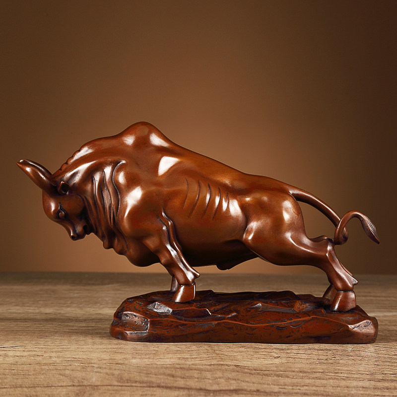 纯紫铜牛华尔街斗牛招财摆件工艺品书房办公室客厅摆件