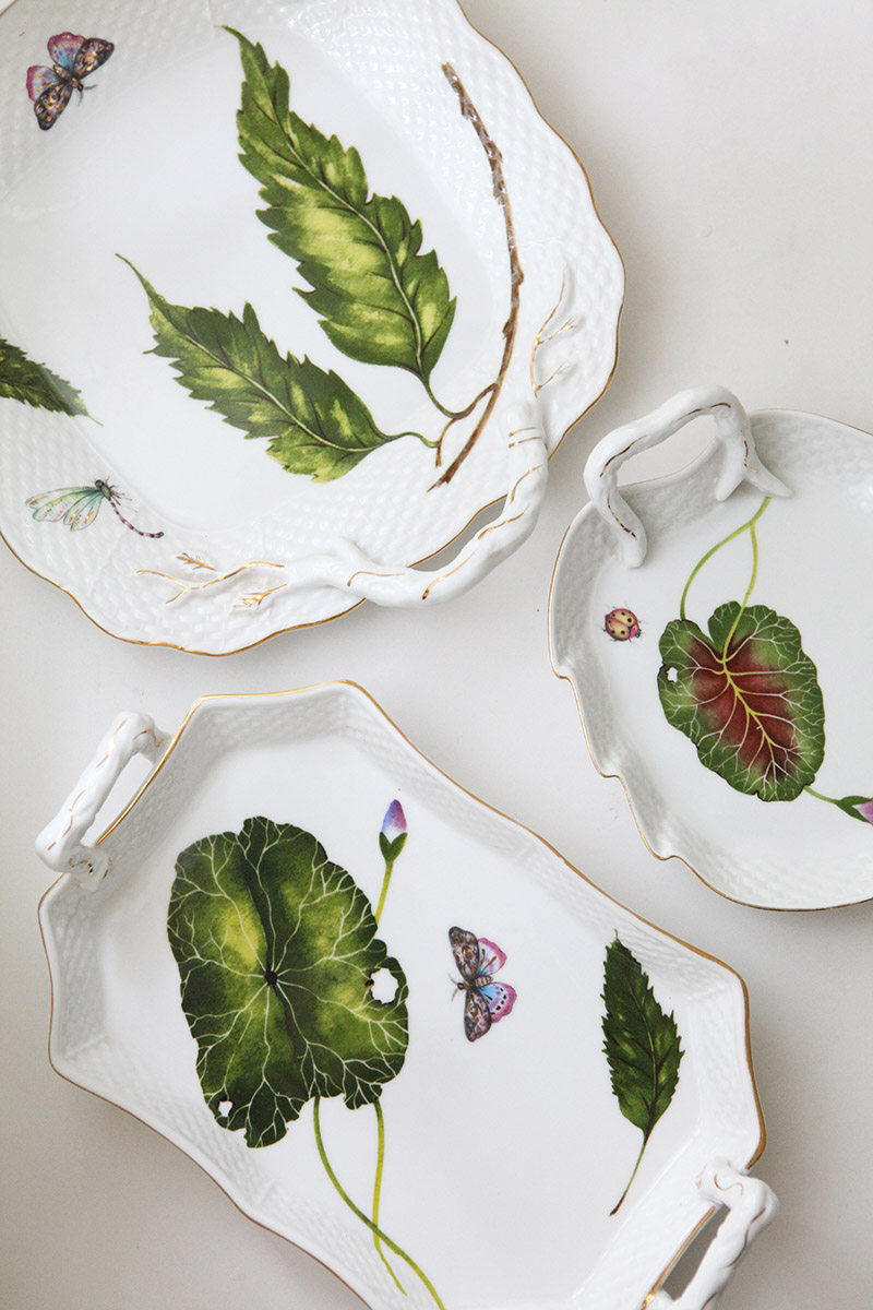 胖兔美家出口欧洲陶瓷贴花编织织感双耳托盘茶盘盘