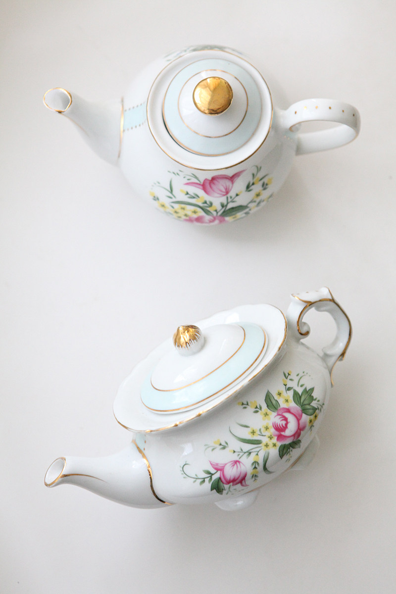 胖兔美家出口法式复古陶瓷贴花鎏金茶壶咖啡壶茶壶