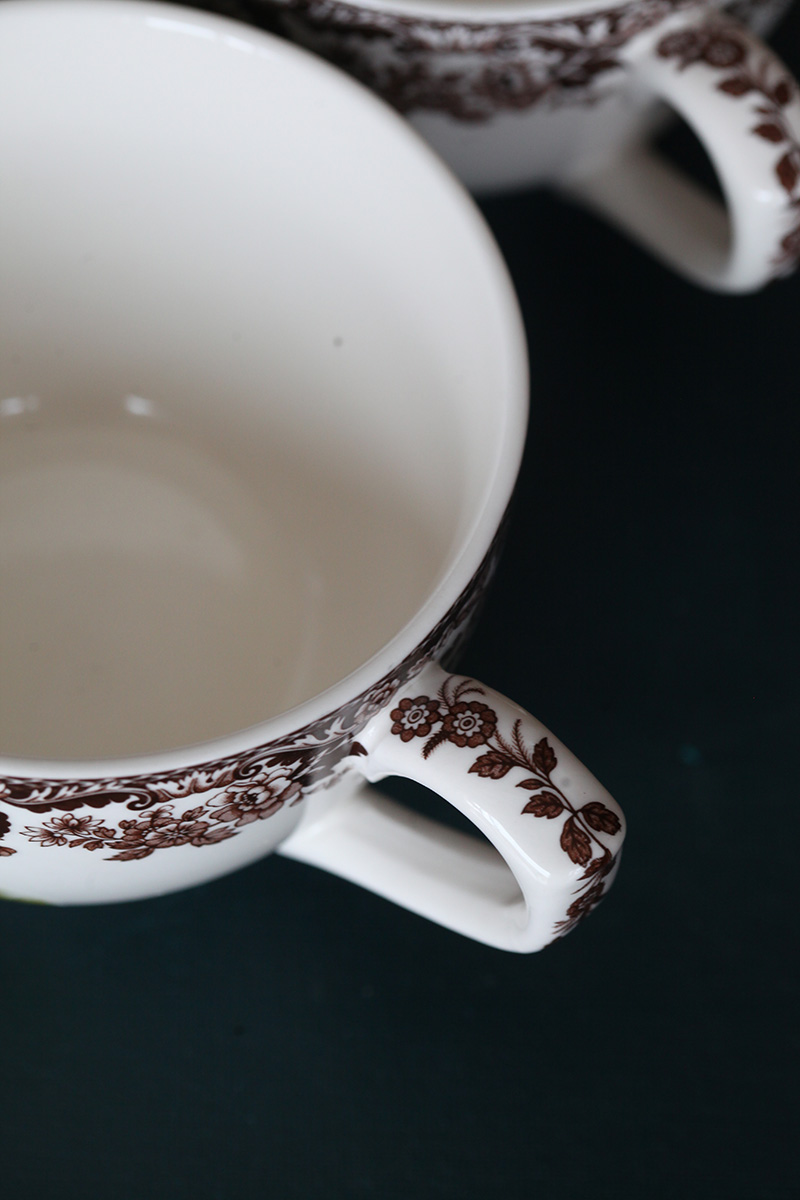 胖兔美家出口英国陶瓷咖啡色野鸭图案汤杯茶杯