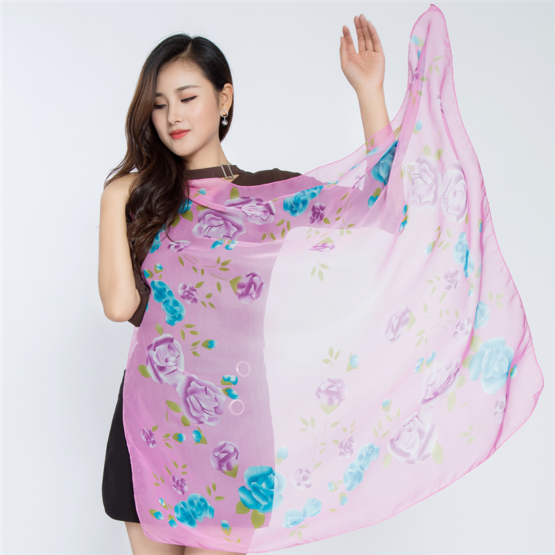 新款大丝巾女士百搭薄款围巾沙巾大方巾雪纺春秋波点印花纱巾