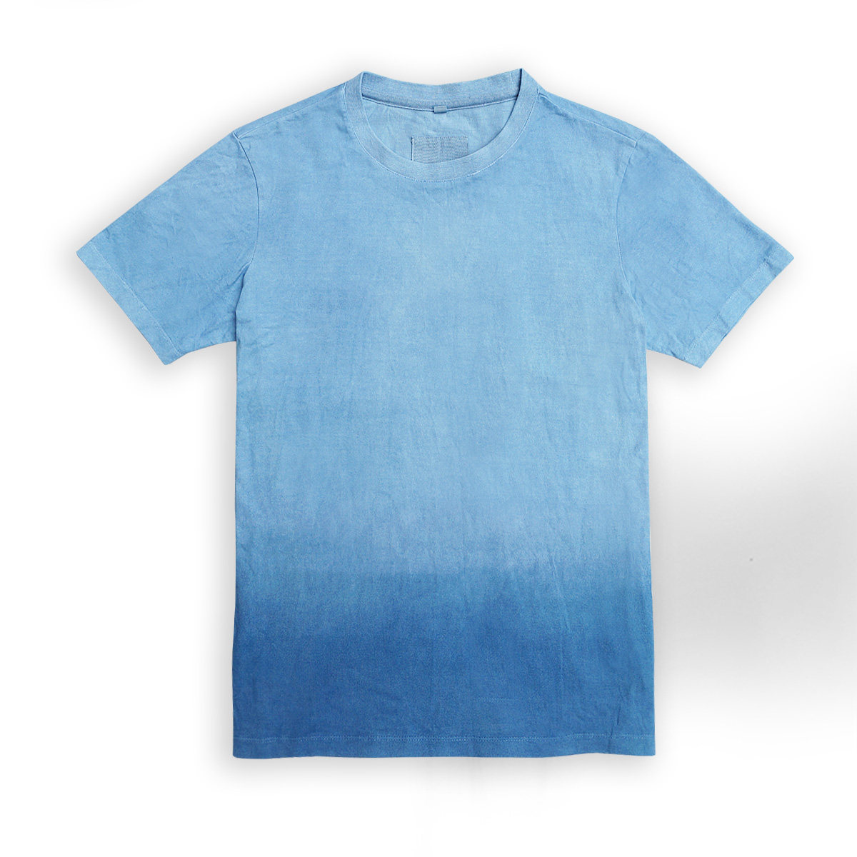 渐变豆制植物蓝染原创手工草木靛蓝indigo扎染t恤