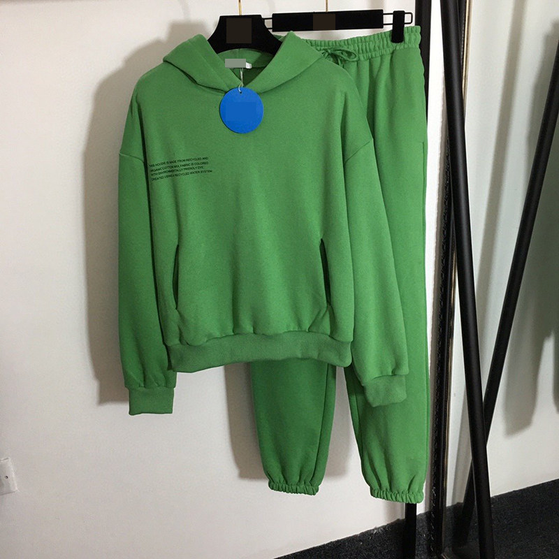 pangaia秋冬新款字母印花连帽卫衣松紧腰卫保暖休闲运动套装