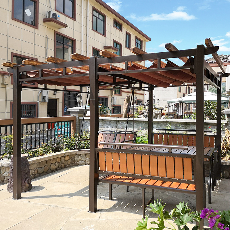 葡萄架碳化防腐木亭子室外户外别墅庭院设计花园铝合金凉亭遮雨棚