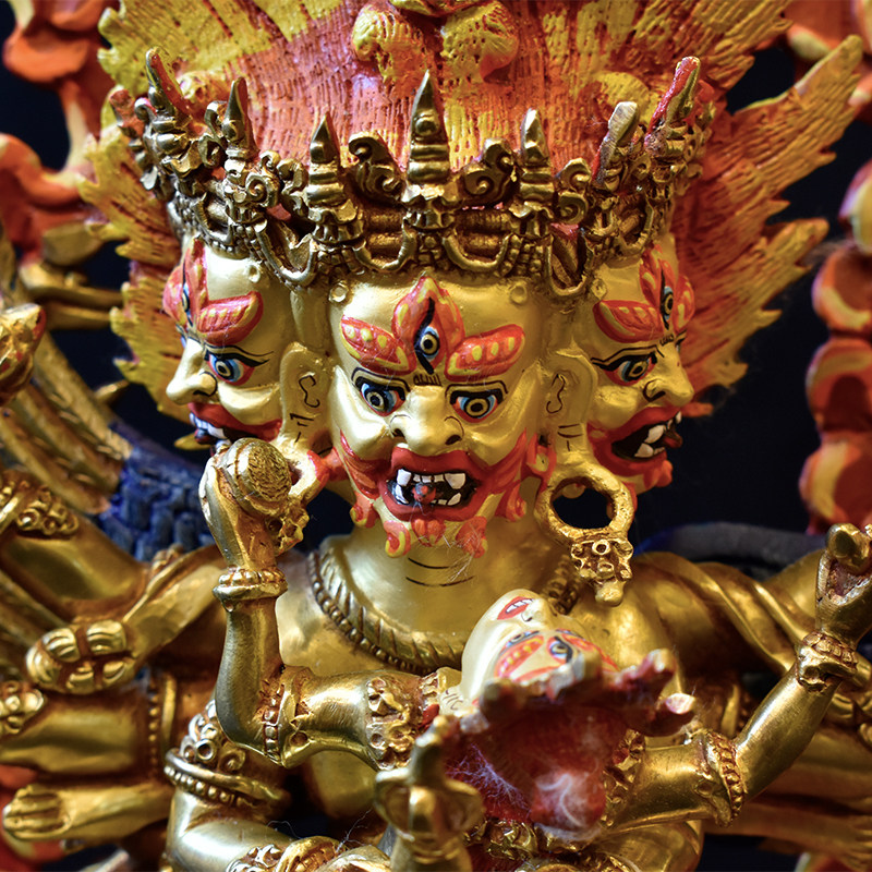 佛像普巴金刚护法尼泊尔手工紫铜鎏金藏传密宗摆件