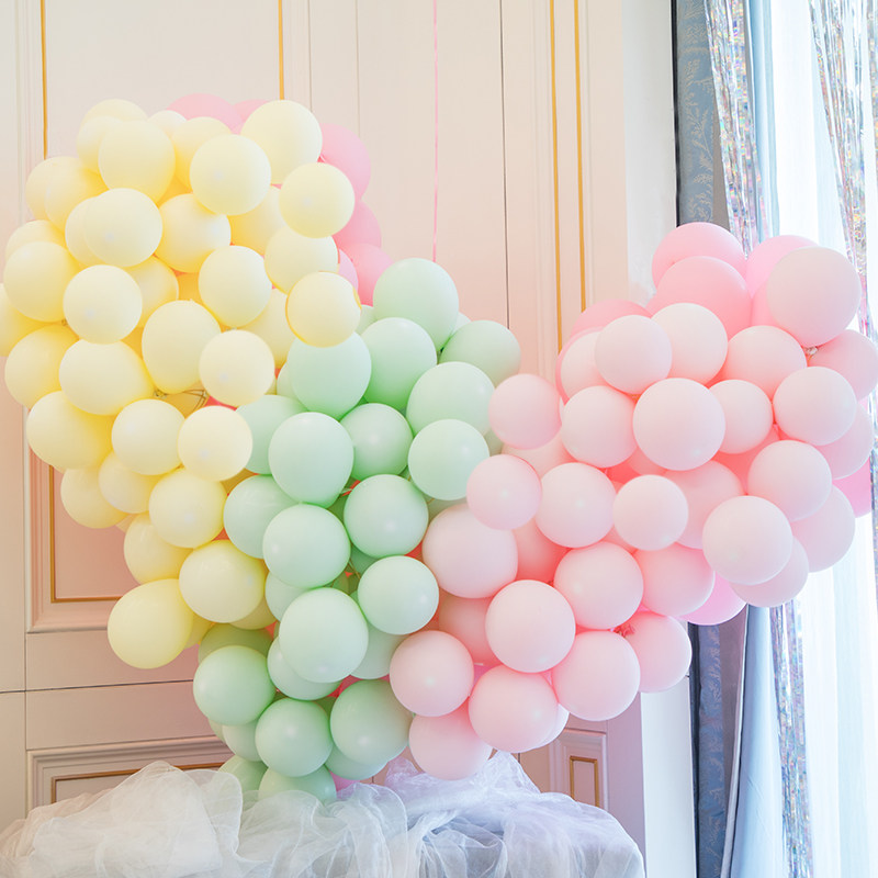 网红马卡龙色气球婚礼结婚房间儿童宝宝生日派对场景布置装饰汽球