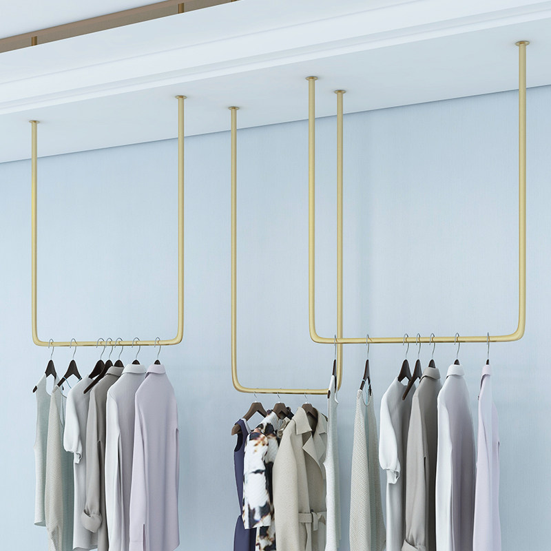 金色婚纱吊架吊顶悬挂礼服陈列架子女装店上墙服装架子服装展示架