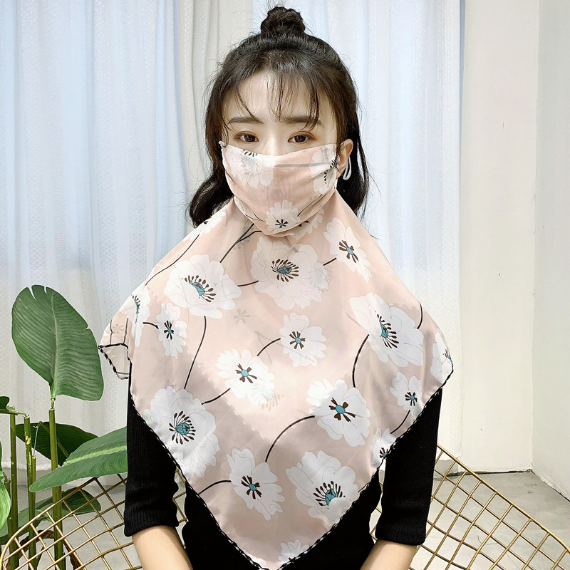防晒三角丝巾护颈口罩女夏防紫外线透气薄款遮脸面罩骑车面纱遮阳
