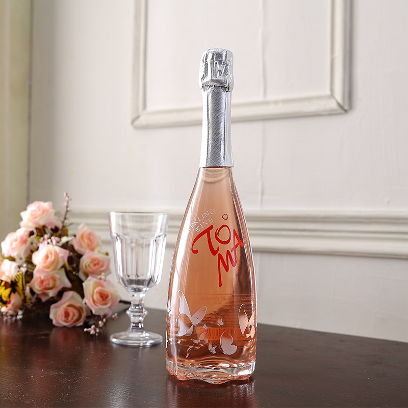 香槟朵玛桃红起泡酒高颜值玫瑰瓶底气泡低度起泡及香槟葡萄酒