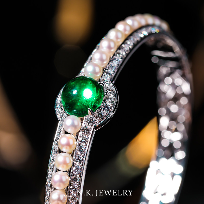 ink珠宝直播专拍18k祖母绿钻石手镯手饰手饰
