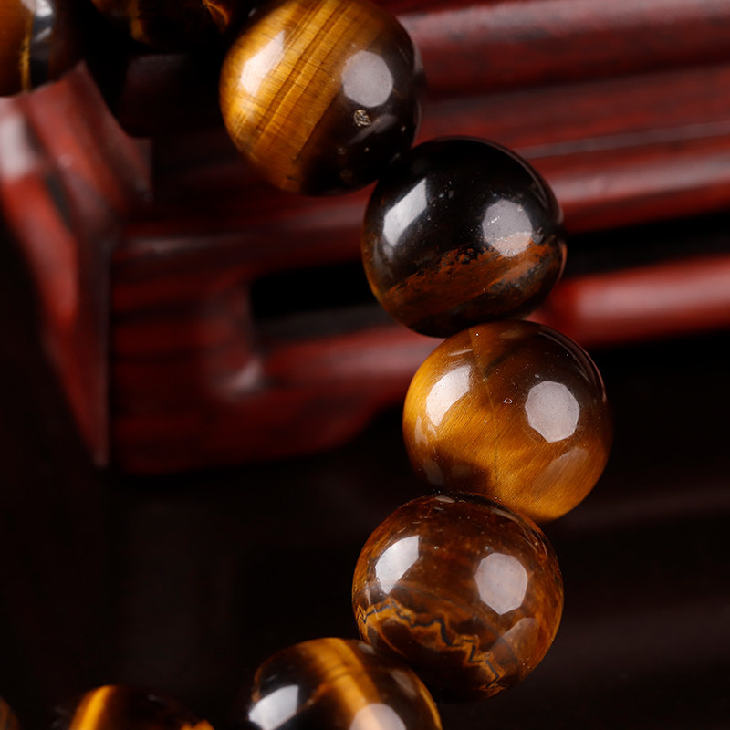 天然虎眼石手链男虎睛石珠木变石手串女水晶手饰佛珠手链