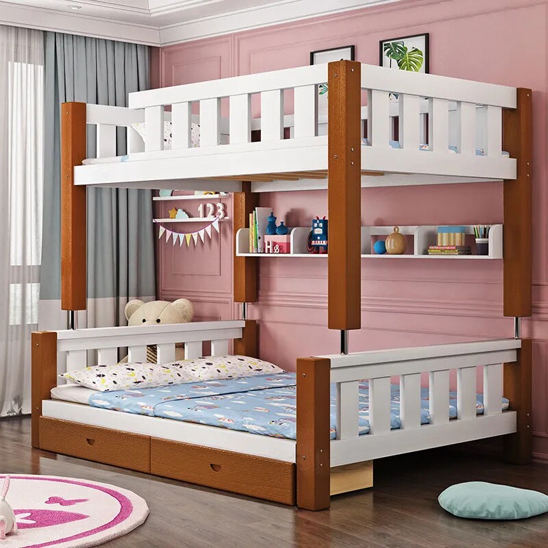 实木上下床双层床子母床两层下铺木床成年双人床高低