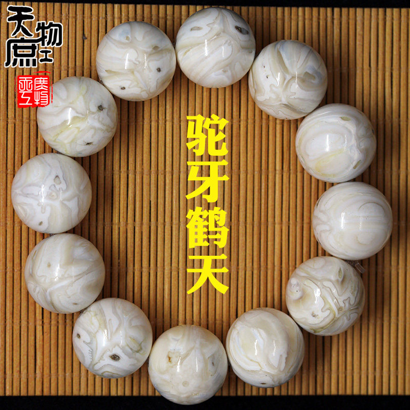 天然骆驼槽牙打磨手串原色高密牙纹鹤天手链手链