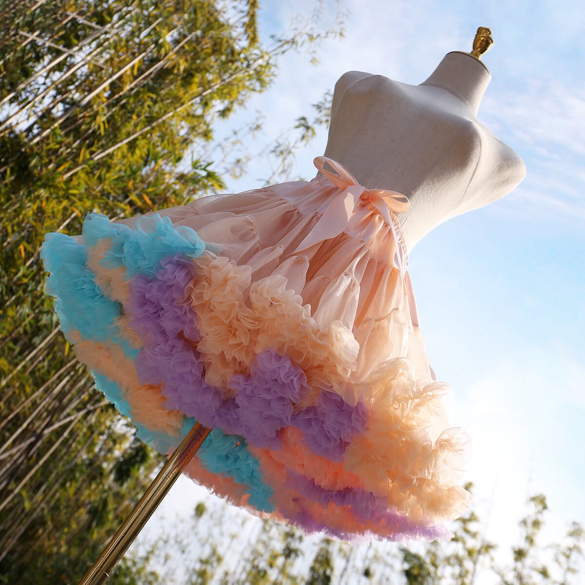 lolita彩虹裙撑无骨软纱日常暴力洛丽塔棉花糖裙撑云朵裙撑