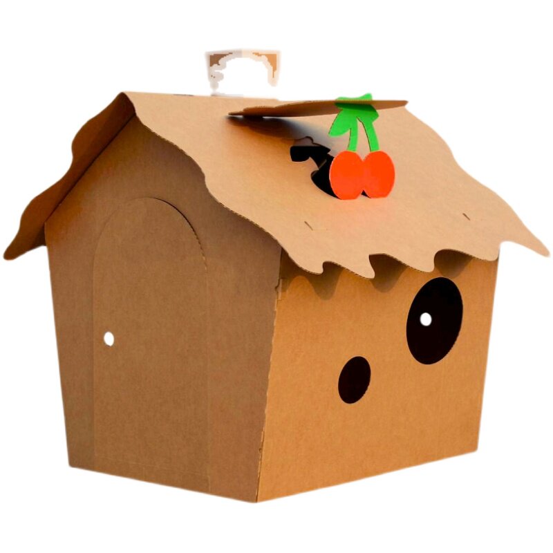 纸箱手工制小屋过家家娃娃玩具制作手工房子diy儿童帐篷