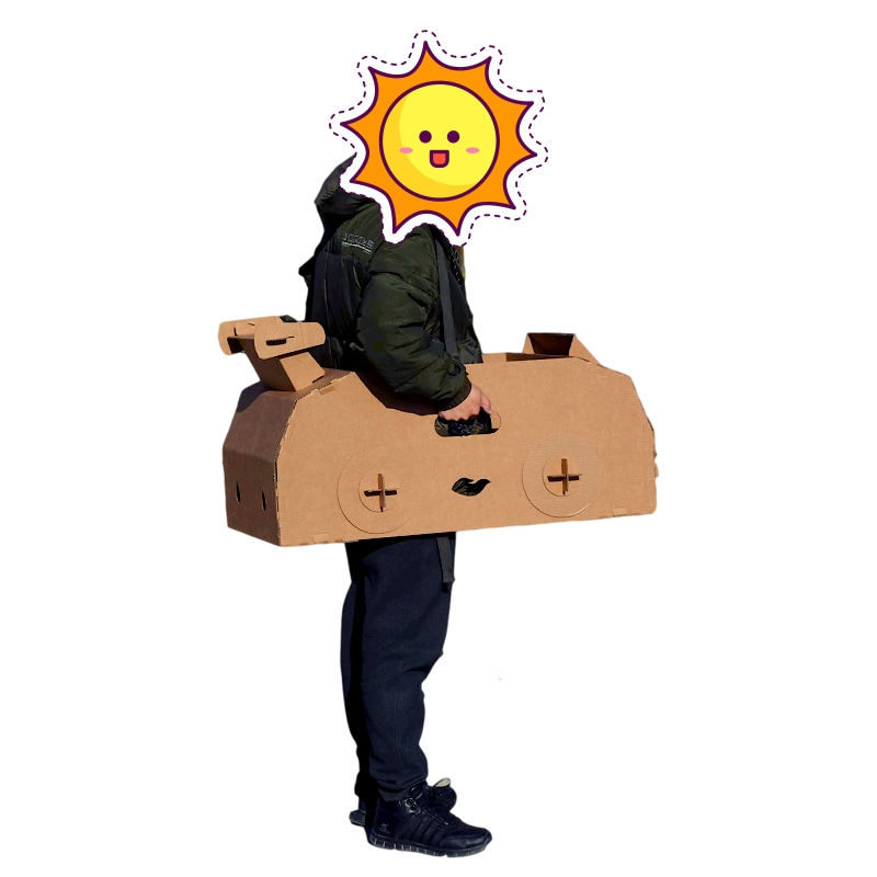 纸箱汽车可穿穿戴幼儿园儿童diy手工玩具瓦楞纸白模填色