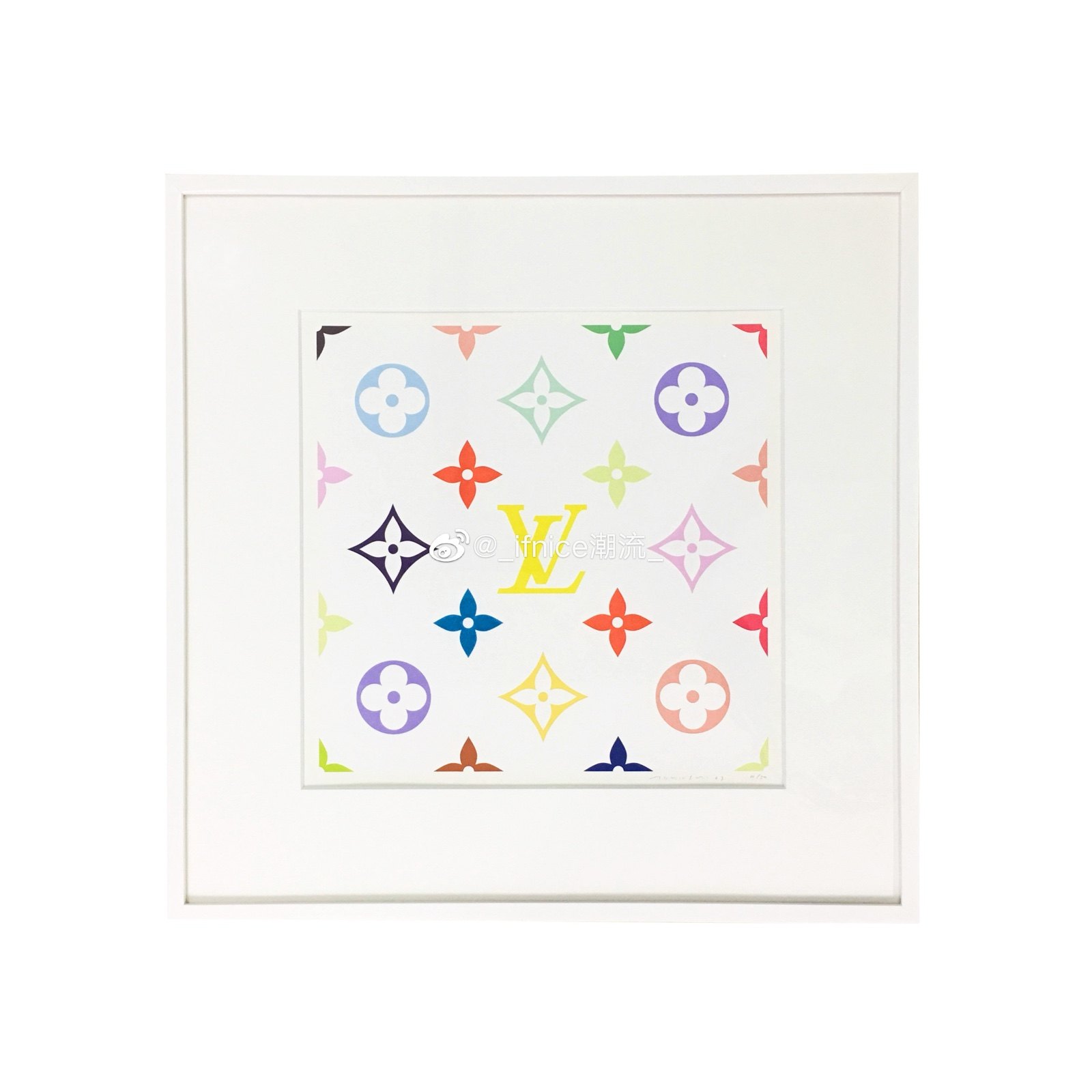 现货lv村上联名03年彩色monogramlogo限量版画版画