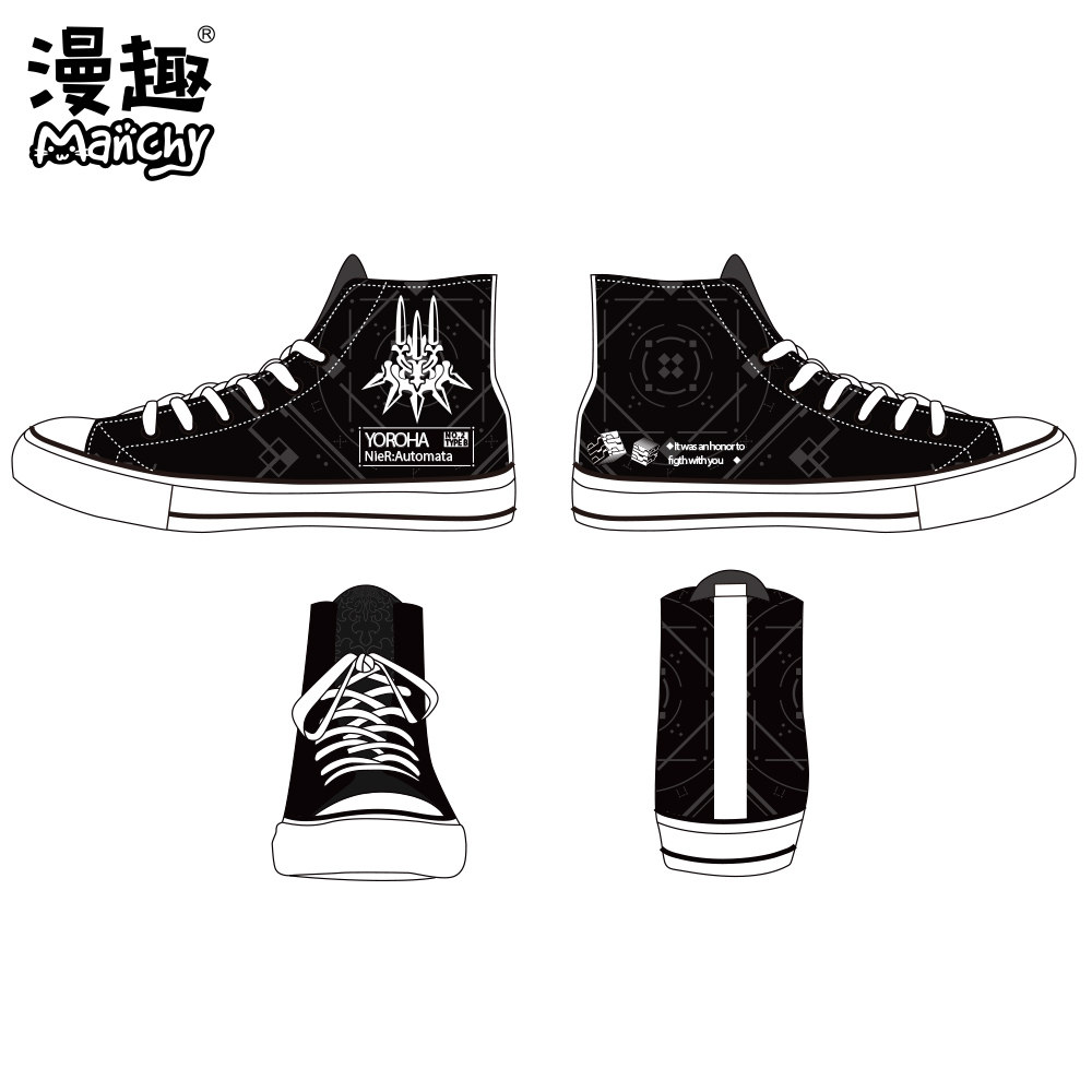漫趣尼尔机械纪元周边2b小姐姐日系动漫鞋子二次元高帮休闲帆布鞋