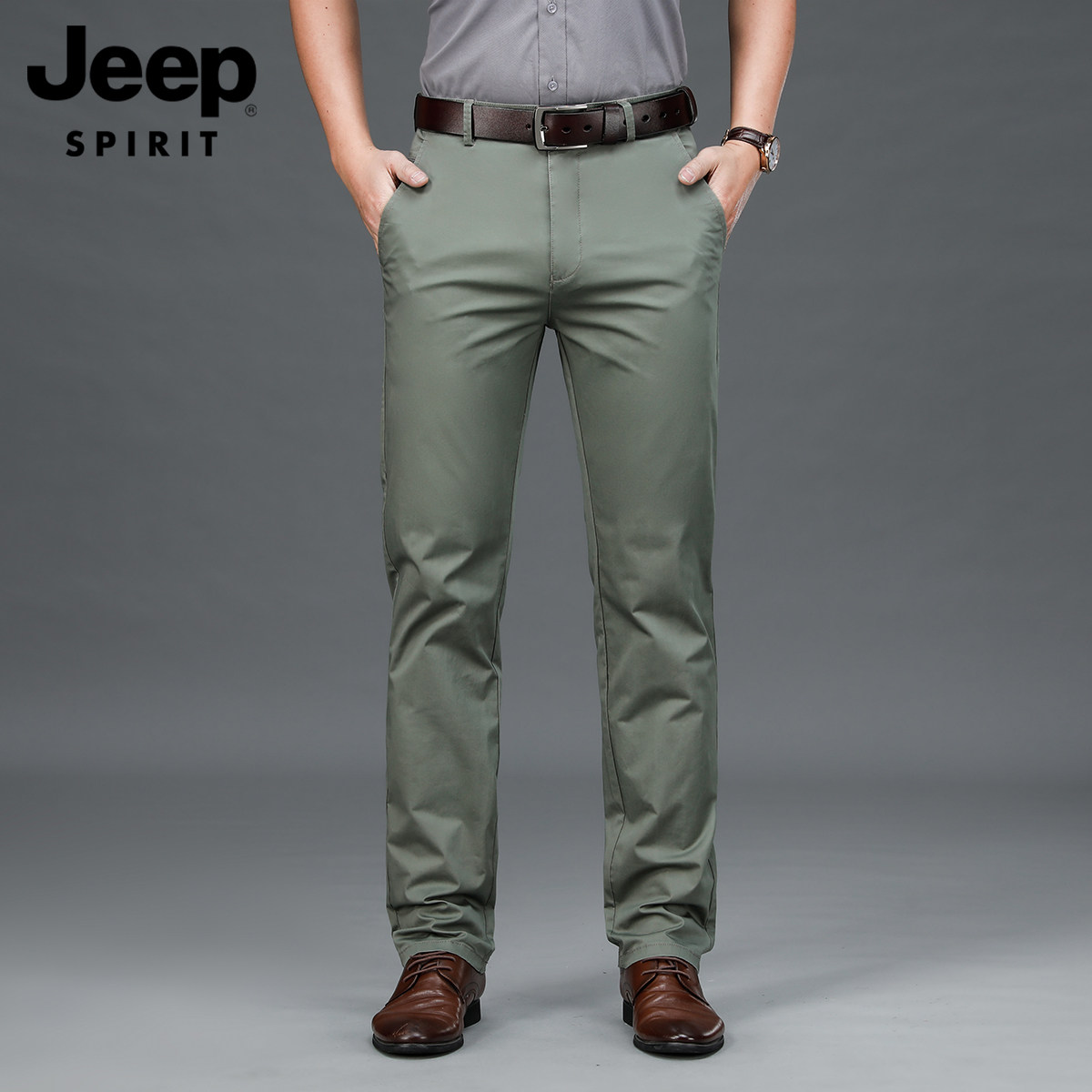 正品jeep休闲裤春夏薄款长裤商务男裤直筒全棉休闲裤